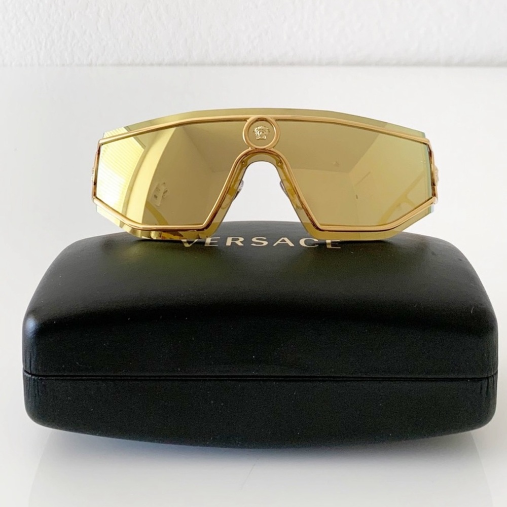 Versace Unisex Gold Mirrored Sunglasses, New